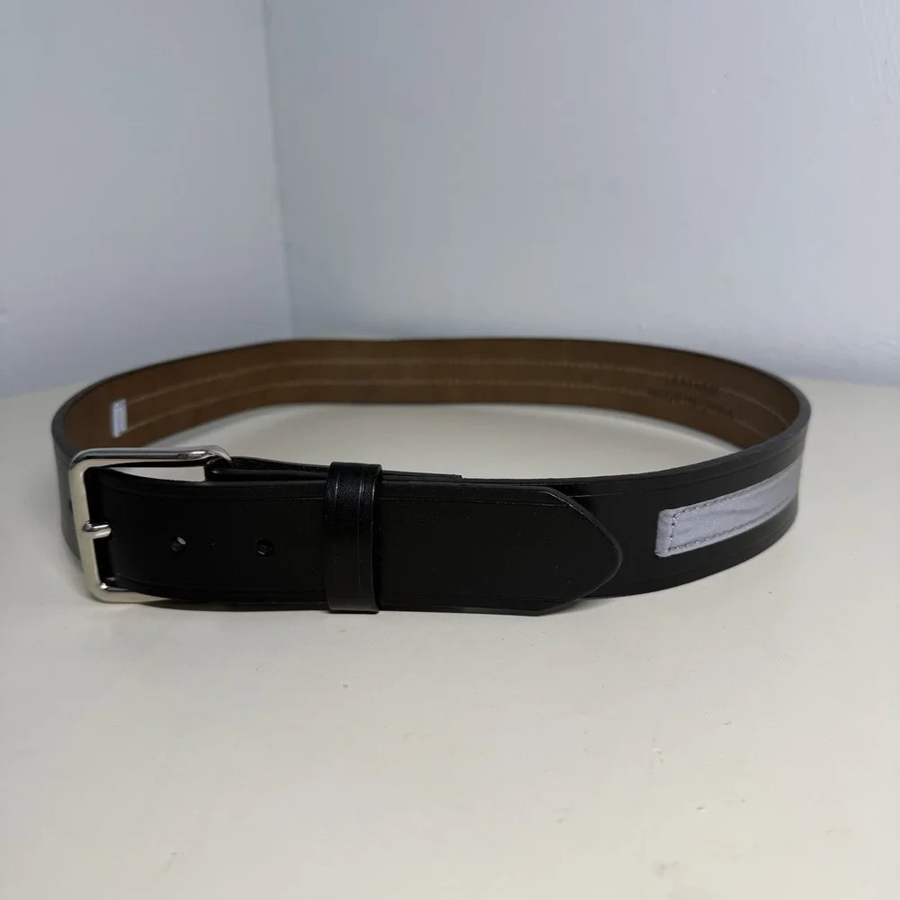 Belt Imitation Leather With Reflective Band  Mens Sz 32 Black Detachable Buckle